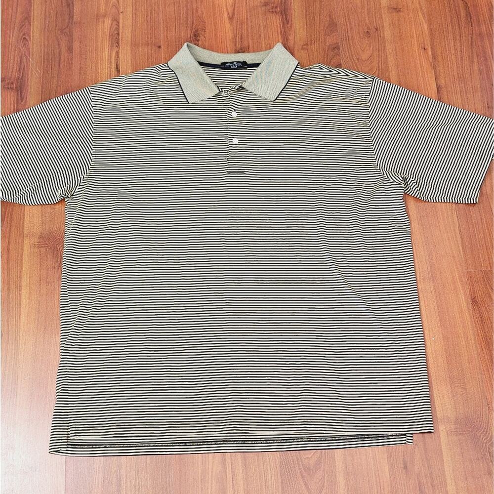Alan Flusser Golf Stripped Yellow/Navy Polo Size 2XL